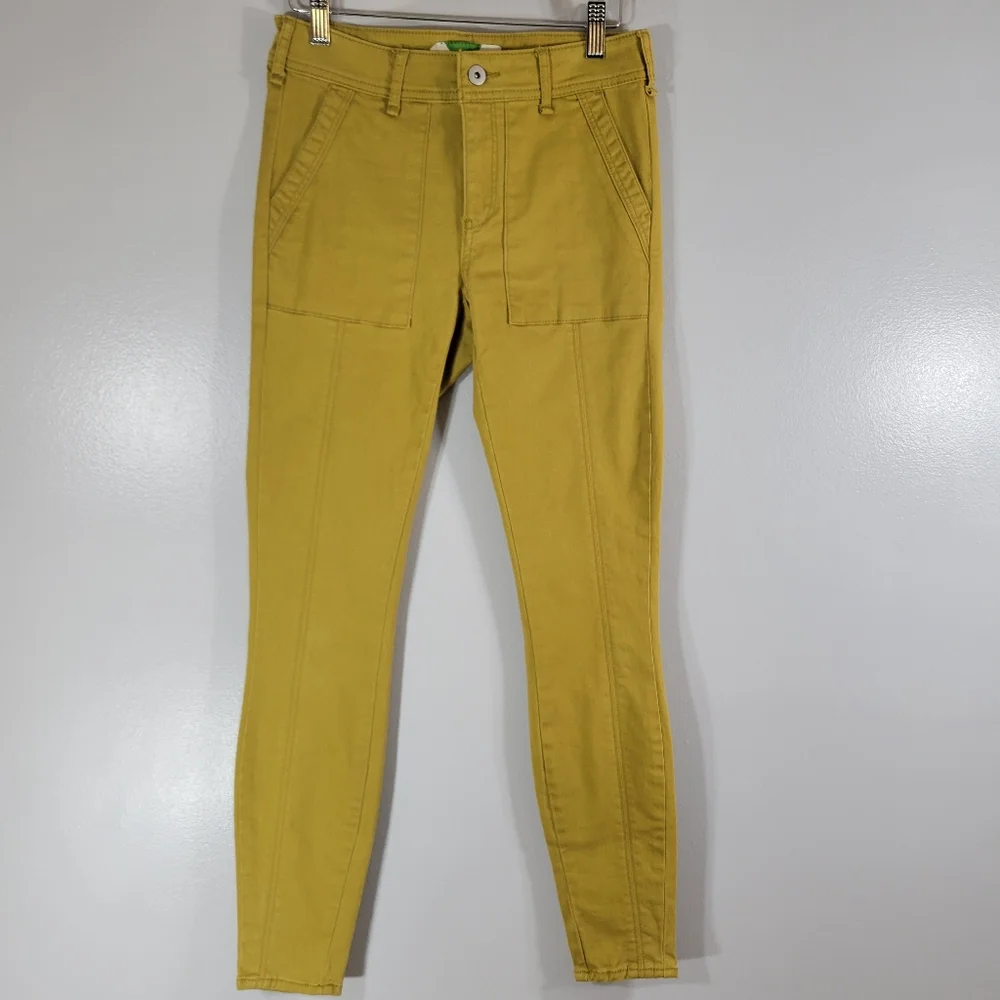 ANTHROPOLOGIE Jefferson mustard mid rise skinny leg slim utility chino pants